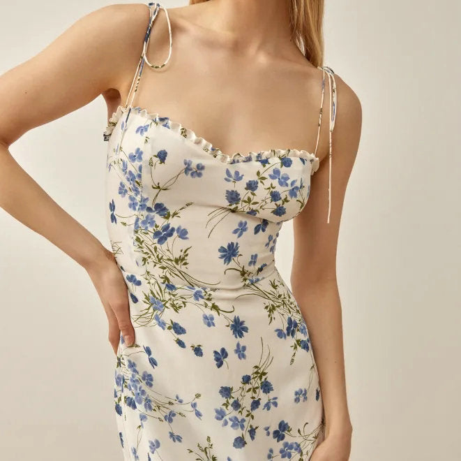 Women's Rayon Printing Slip Dress Summer French Dresses