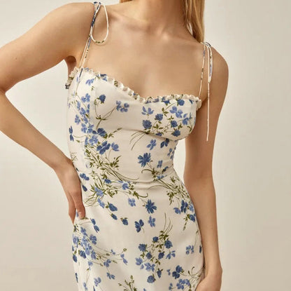 Women's Rayon Printing Slip Dress Summer French Dresses