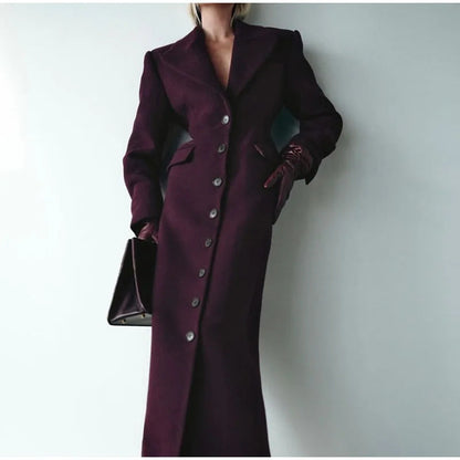 Women's Spring Woolen Elegant Lapel High Waist Coats