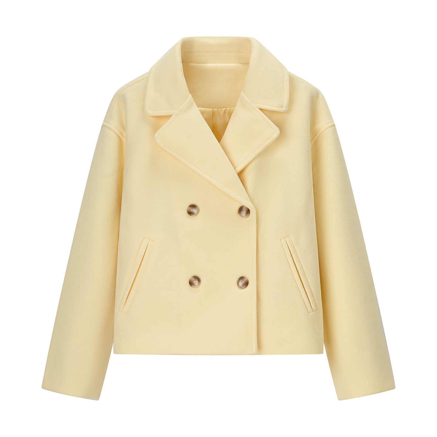 Women's Lapel Long Sleeve Double Breasted Woolen Coats