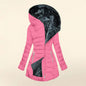 Women's Plush Hooded Mid-length Oblique Zipper Coats