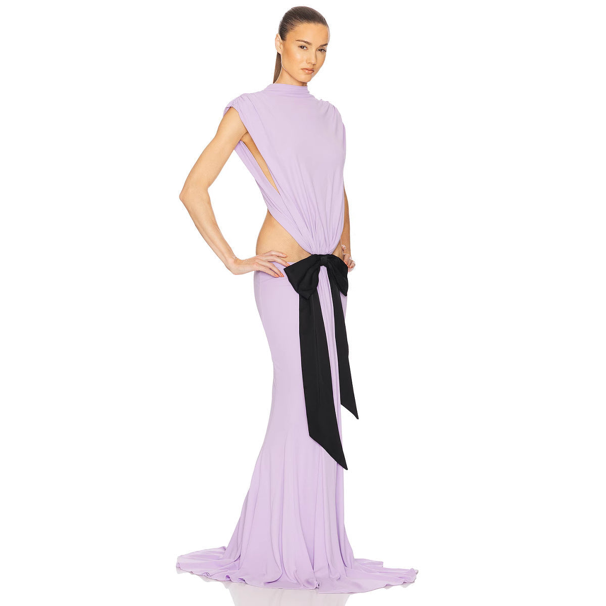 Women's Dress Black Bow Decoration Fishtail Gentle Dresses