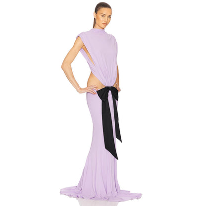 Women's Dress Black Bow Decoration Fishtail Gentle Dresses