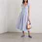 Women's Square Collar Cotton Holiday Waist Mid-length Dress Dresses