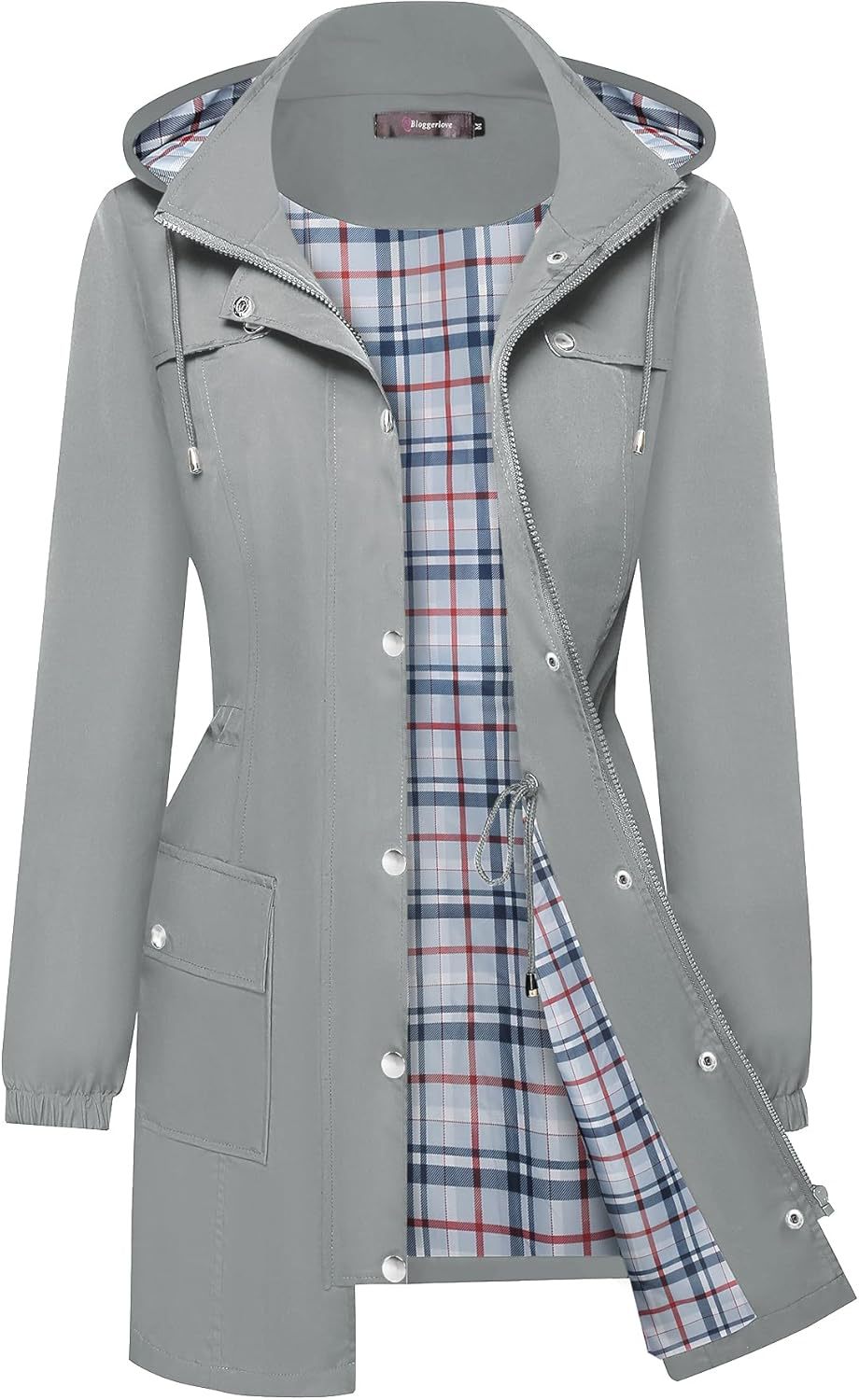 Women's Casual Fashion Plaid Long Sleeve Anorak Coats