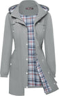 Women's Casual Fashion Plaid Long Sleeve Anorak Coats
