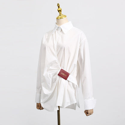 Women's Fashion Temperament Leisure Style Pleated Design Tops