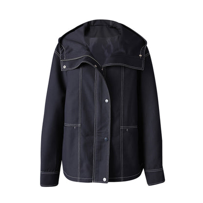 Women's Hooded American High-grade Loose Versatile Trench Coats