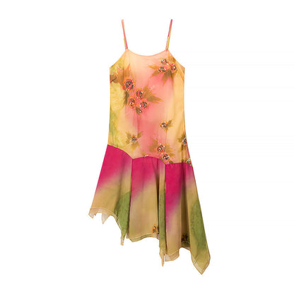 Ruffled Hem Suspender Dress Elegant Embroidered Dresses