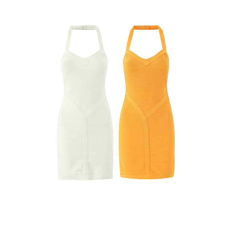 Women's Fashionable Temperamental Sexy Elegant Orange Corset Dresses