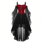 Gothic Style Halloween Witch Front Back Long Dresses