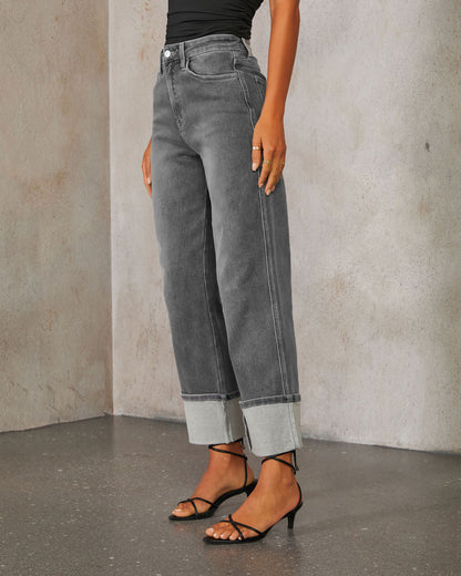 Women's Spring Elastic Straight Quality Retro High Jeans