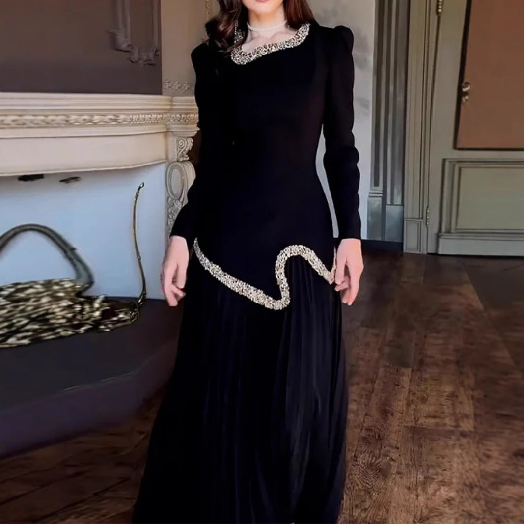 Women's Stylish Sexy Rhinestone Pleated Dress Dresses