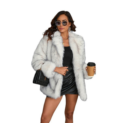 Women's Versatile Pretty Fur Imitation Collar Coats