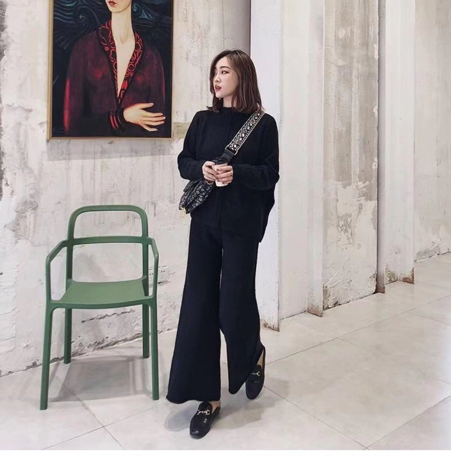 Women's Fashion Set Retro Style Fashionable Split Suits