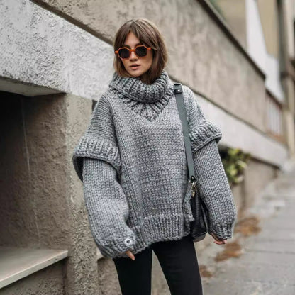 Women's Pullover Fluffy Long Sleeve Turtleneck Sweaters