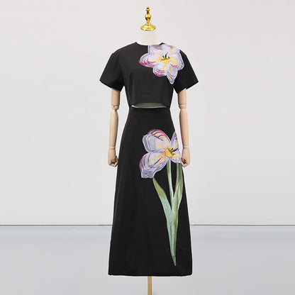 Women's Summer Retro Slim Fit Slimming Beautiful Flower Suits