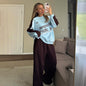 Women's Contrast Sports Round Neck Loose Long Suits