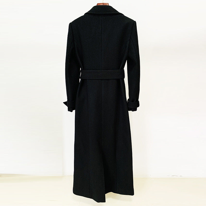 Fashion Simple Series Belt Extended Woolen Coats