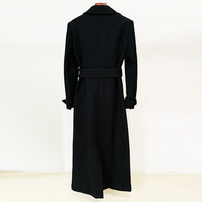 Fashion Simple Series Belt Extended Woolen Coats