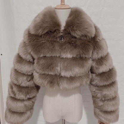 Women's Fur Lapels Imitation Fox Long Sleeve Coats