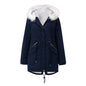 Women's Fur Collar Parka Mid-length Hooded Winter Warm Veet Woman Coats
