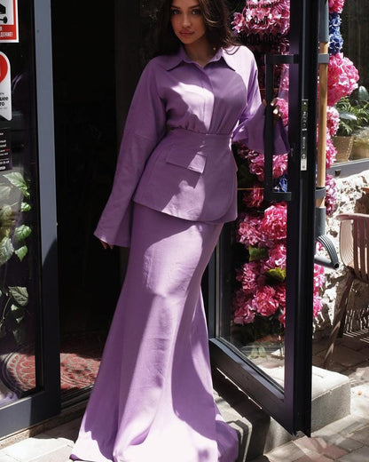 Women's Graceful Fashionable Lapel Long Sleeve Slim Suits
