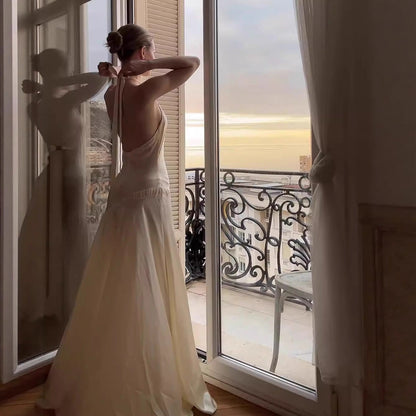 French Toast Dress Sexy Backless Satin Dresses