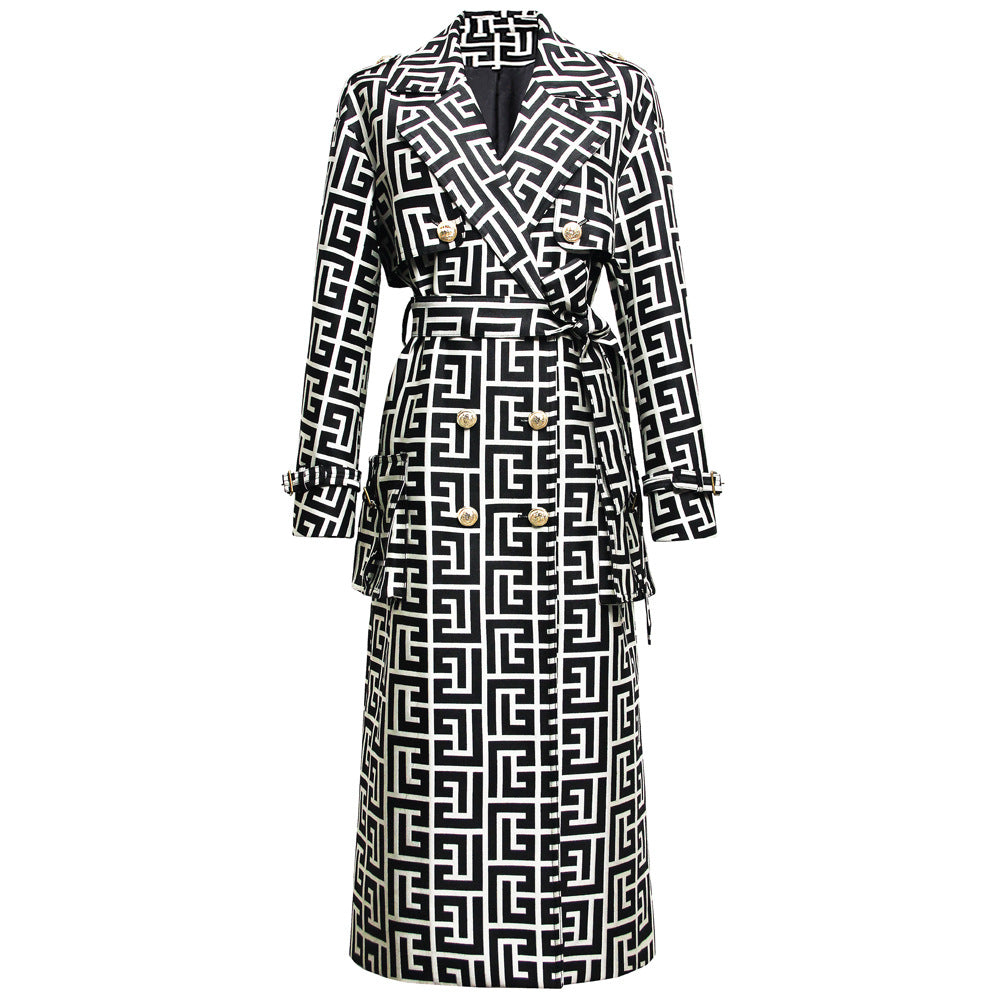 Women's Belt Hepburn Style Temperament Commute Mid-length Coats