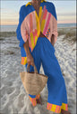 Women's Digital Flower Hawaiian Vacation Style Shirt Suits
