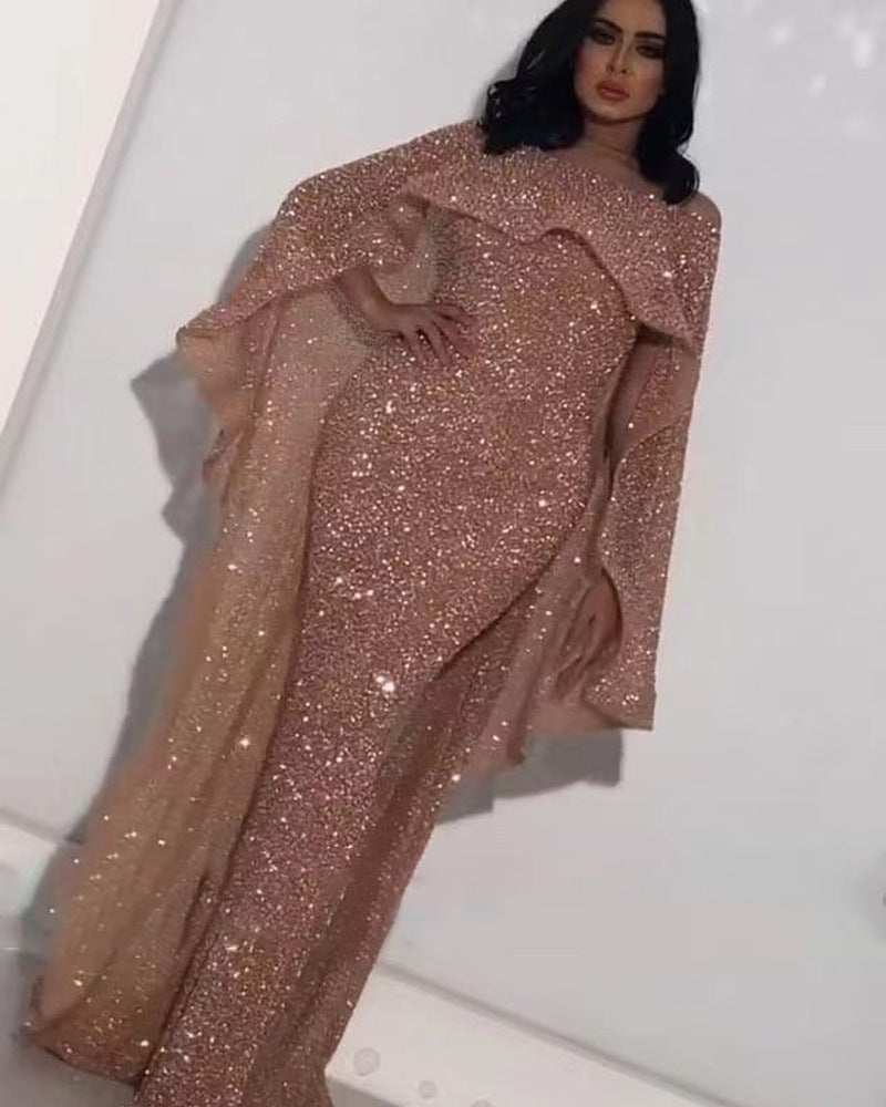 Women's Autumn Sexy Shawl Dress Fake Two Dresses