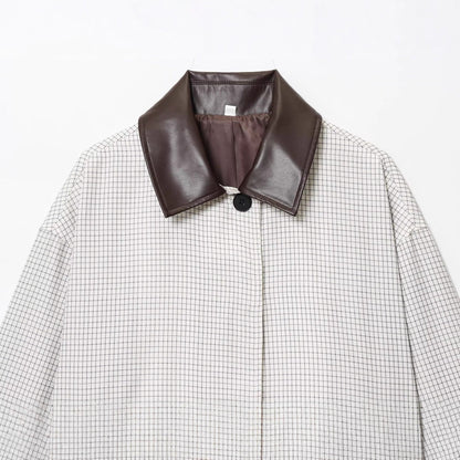 Women's Fashion Casual Leather Collar Trench Coats