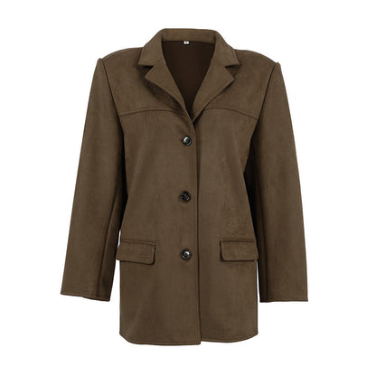 Retro Suede Lapel Personalized Niche Loose Coats