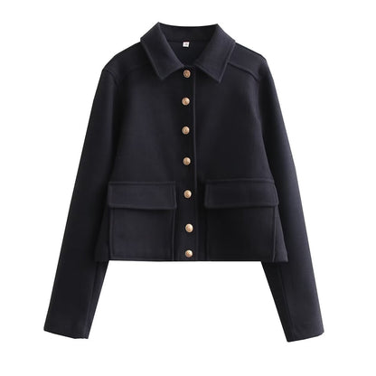 Women's Lapel Classic Style Single-breasted Soft Metal Coats
