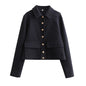 Women's Lapel Classic Style Single-breasted Soft Metal Coats