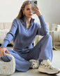 Women's Long Sleeve Zipper Trousers Sports Two-piece Suits