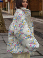 Women's Stand Collar Zipper Warm Printing Coats