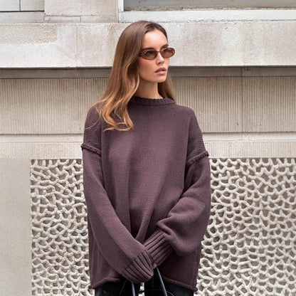 Round Neck Reverse Pure Color Casual Tops
