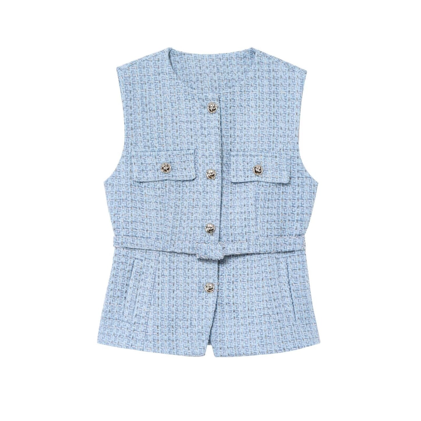 Women's French Design With Belt Sequin Decorative Coats