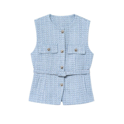 Women's French Design With Belt Sequin Decorative Coats