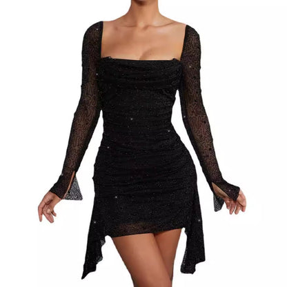 Fashion Beaded Long Sleeve Elegant Dress Dresses