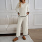 Women's Temperament Leisure Solid Color Knitted Long-sleeved Suits