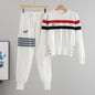 Women's Striped Puppy Waffle Waist Trimming Knitted Suits