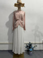 Women's Autumn Fashion Color Contrast Pleated Maxi Dresses