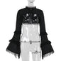 Women's Frill Jacquard Dark Style Elegant Tied Cardigans