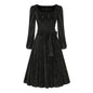 Women's Gold Veet Square Collar Christmas Long Dresses