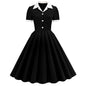 Solid Color Stitching Button Fashion Dress Large Dresses
