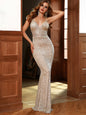 Women's Spring One-piece Sequin Strap Slim Mop Dresses