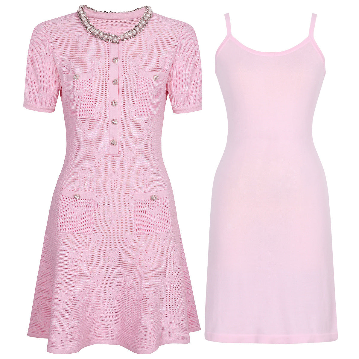 High Quality Beaded Summer Fashionable Knitted Slim Fit Dresses