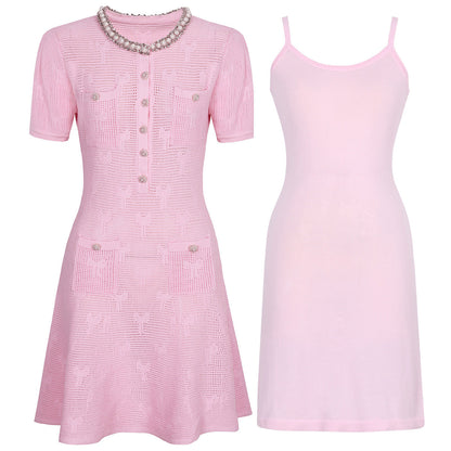 High Quality Beaded Summer Fashionable Knitted Slim Fit Dresses